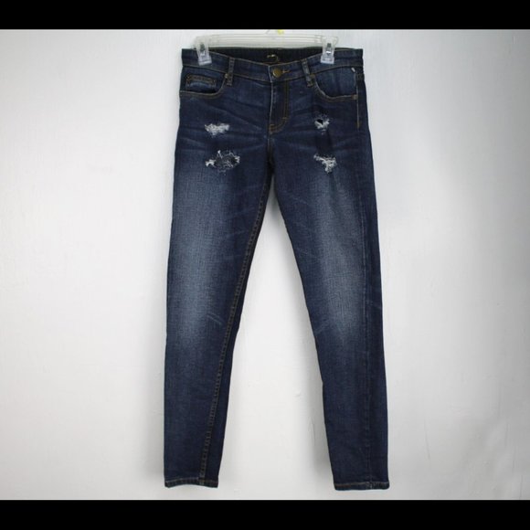 Maje Blue Distressed Womens Jeans Country Cowgirl Size Waist 28 1/2 Inseam 29 - Picture 2 of 9